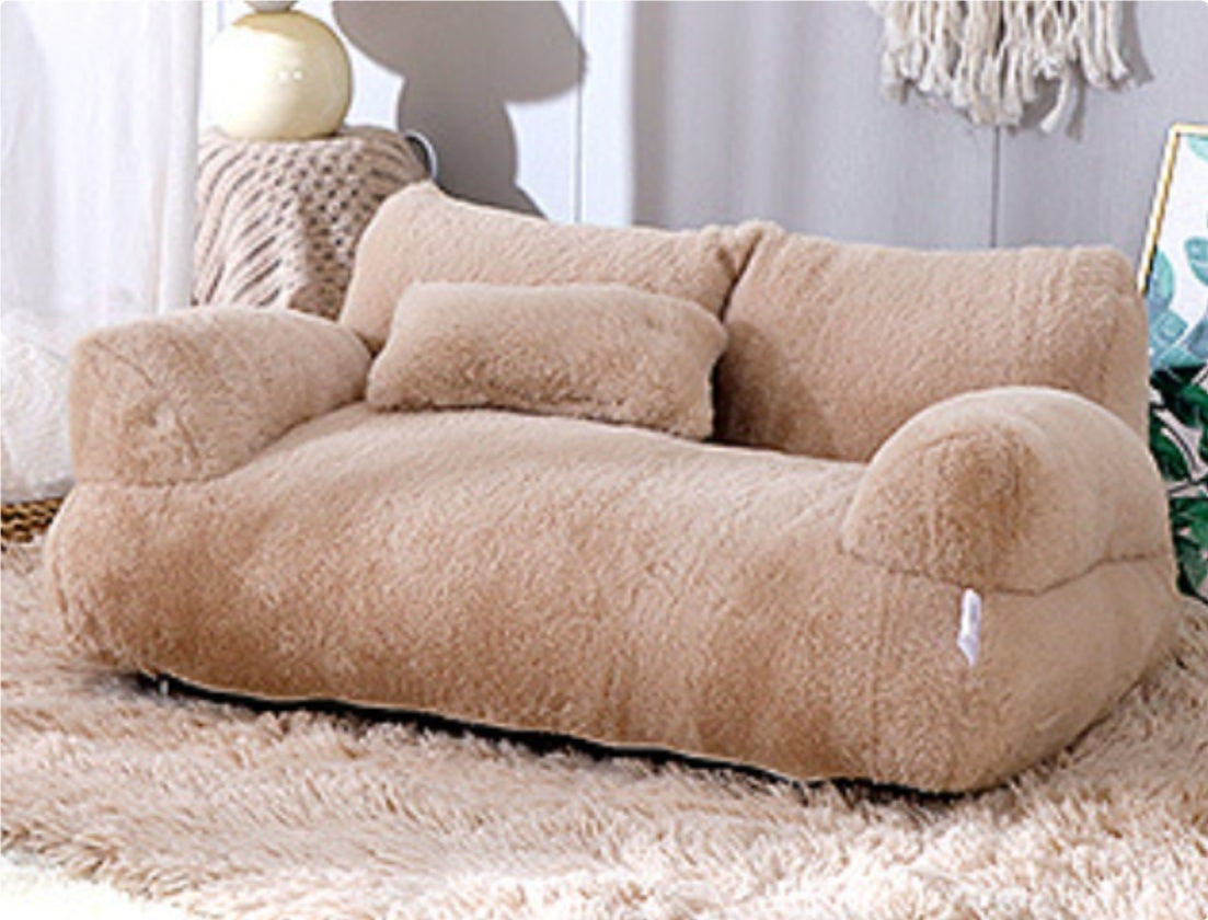 Luxury Plush Cat Bed – Warm, Cozy Sofa for Cats & Small Dogs - BarkandMeow