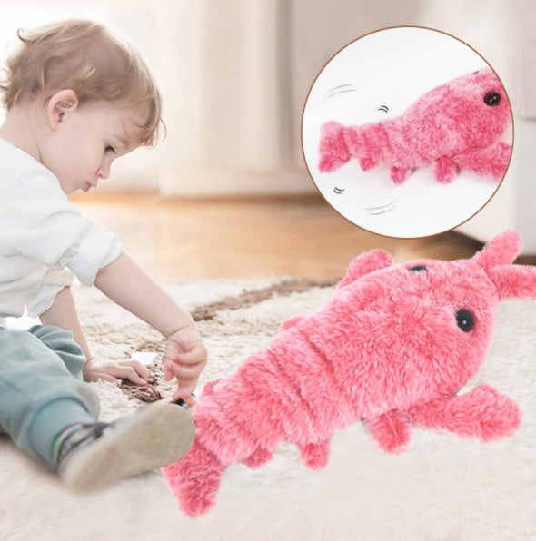 Pet Toys Electric Jumping Shrimp USB Charging Simulation Lobster Funny Cat Plush Pets Toy - BarkandMeow