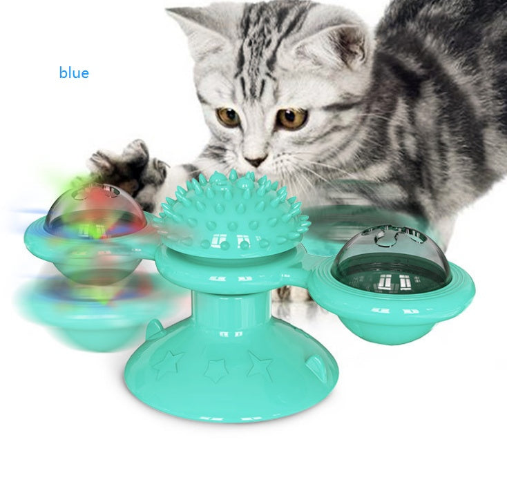 Cat Rotating Windmill Multi-Function Toys Itch Scratching Device Teeth Shining Toy - BarkandMeow