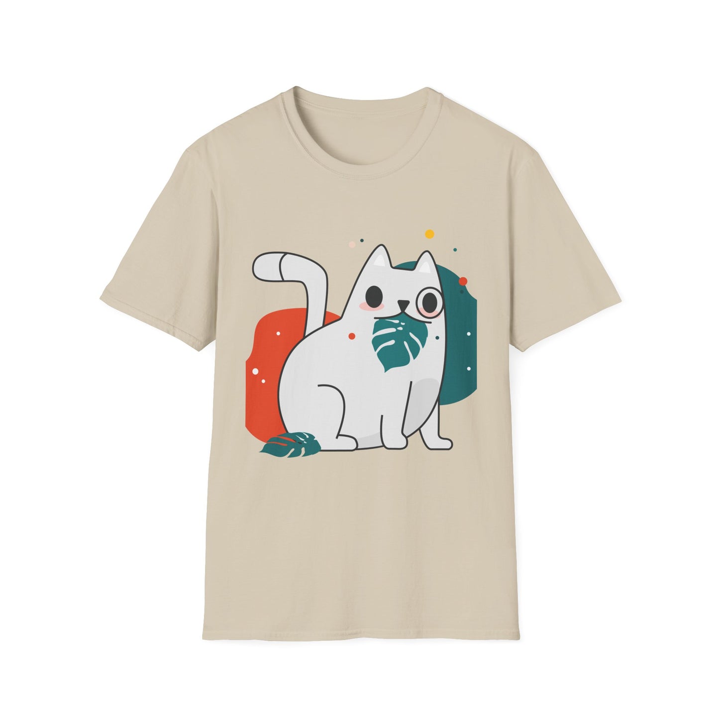 Cute Cat Design Unisex Softstyle T-Shirt, Pet Lover Tee, Animal Graphic Shirt, Gift for Cat Owners, Casual Wear - BarkandMeow
