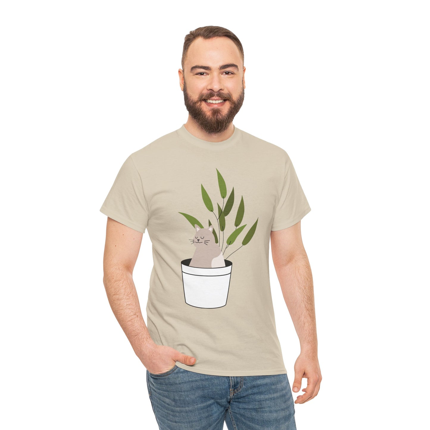 Unisex Cat Plant Tee: Cute Cat Shirt, Animal Lover Gift, Funny Gardening Top, Pet Owner Apparel, Casual Everyday Wear