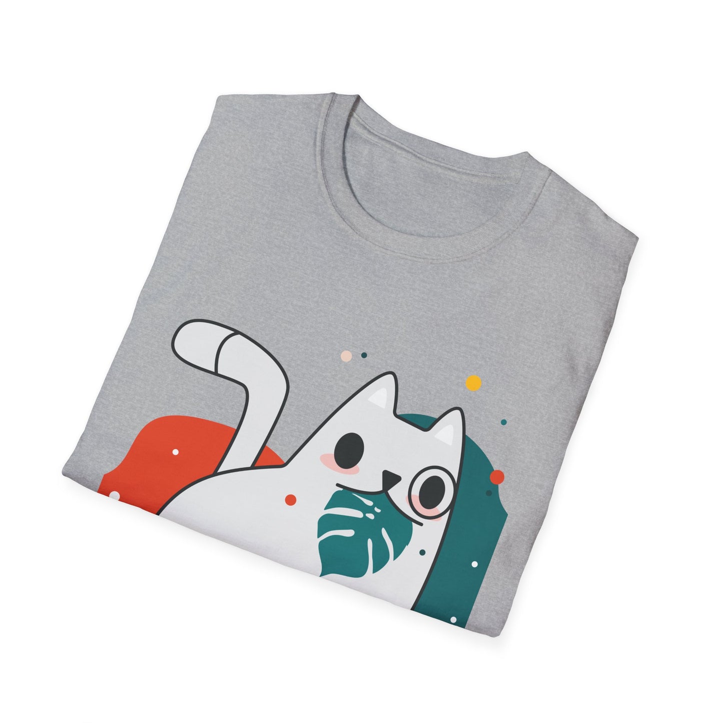 Cute Cat Design Unisex Softstyle T-Shirt, Pet Lover Tee, Animal Graphic Shirt, Gift for Cat Owners, Casual Wear - BarkandMeow