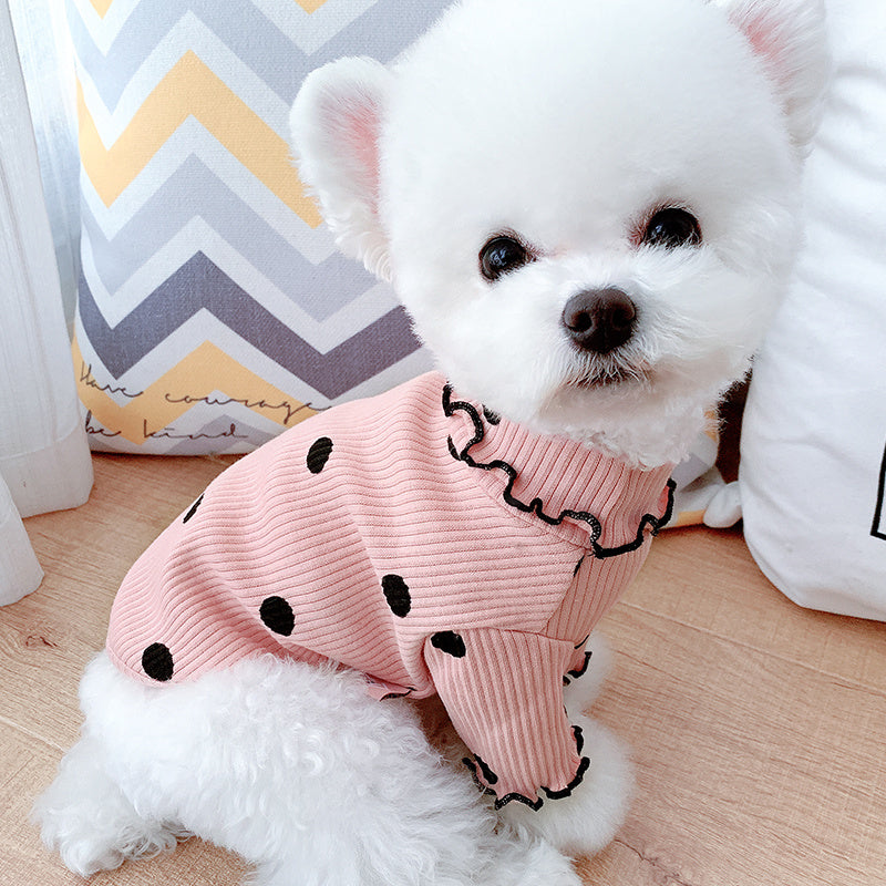 Dot turtleneck dog bottoming shirt - BarkandMeow