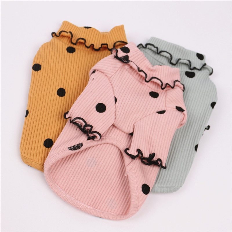Dot turtleneck dog bottoming shirt - BarkandMeow