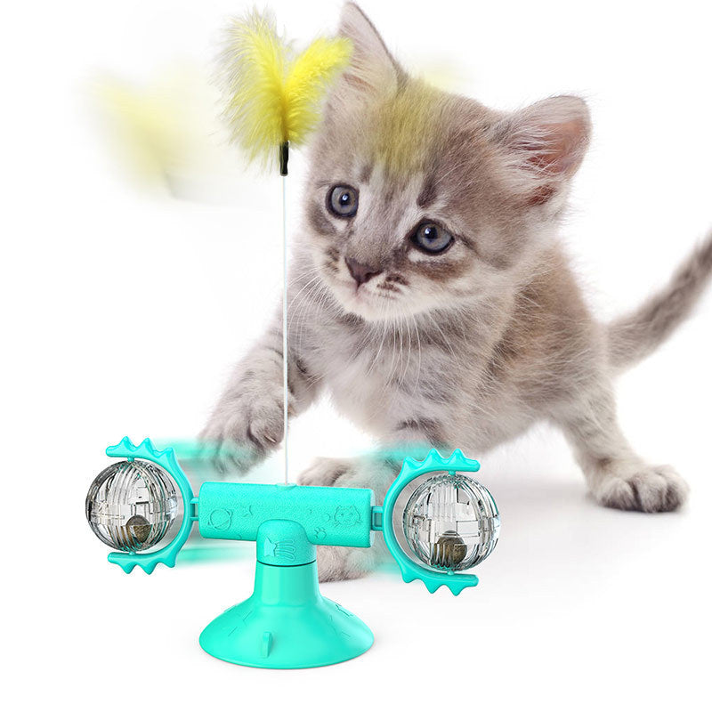 Cat Rotating Windmill Multi-Function Toys Itch Scratching Device Teeth Shining Toy - BarkandMeow