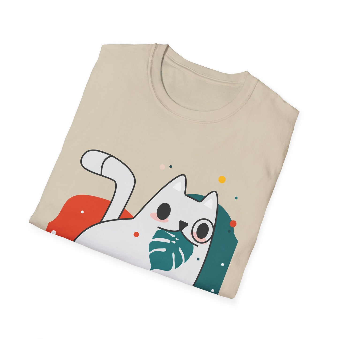 Cute Cat Design Unisex Softstyle T-Shirt, Pet Lover Tee, Animal Graphic Shirt, Gift for Cat Owners, Casual Wear - BarkandMeow