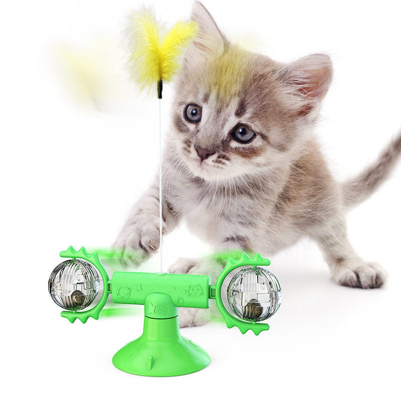 Cat Rotating Windmill Multi-Function Toys Itch Scratching Device Teeth Shining Toy - BarkandMeow