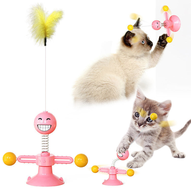 Cat Rotating Windmill Multi-Function Toys Itch Scratching Device Teeth Shining Toy - BarkandMeow