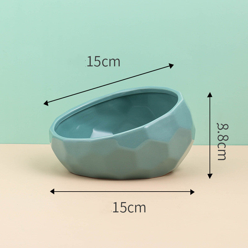 Ceramic Oblique Mouth Pet Bowl for Cats & Dogs - BarkandMeow