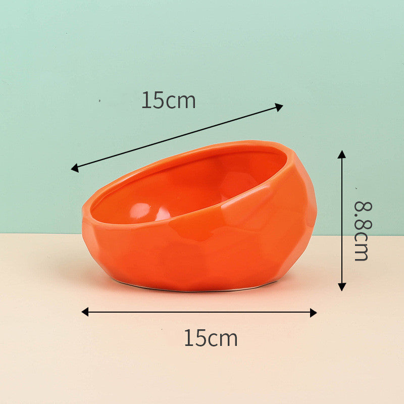 Ceramic Oblique Mouth Pet Bowl for Cats & Dogs - BarkandMeow