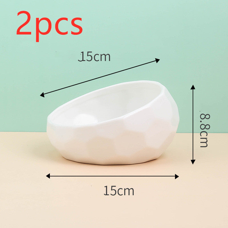 Ceramic Oblique Mouth Pet Bowl for Cats & Dogs - BarkandMeow