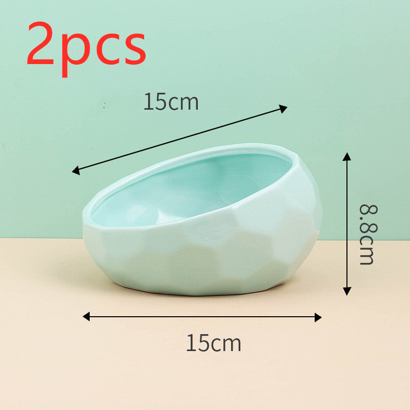 Ceramic Oblique Mouth Pet Bowl for Cats & Dogs - BarkandMeow