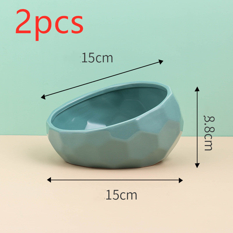 Ceramic Oblique Mouth Pet Bowl for Cats & Dogs - BarkandMeow