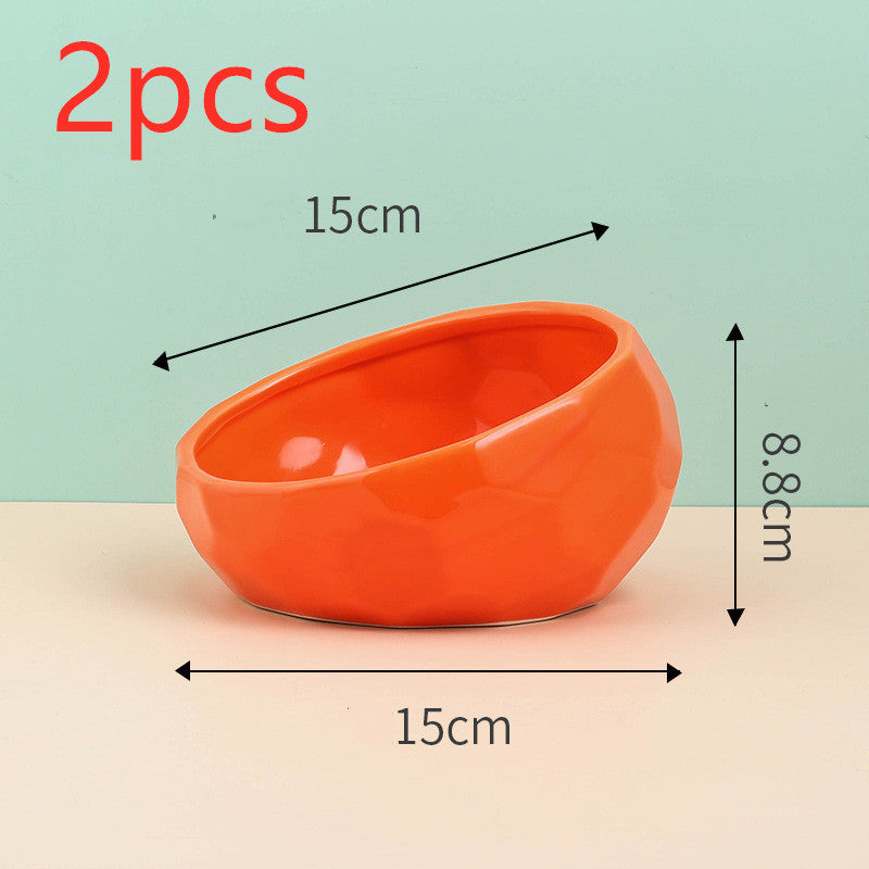 Ceramic Oblique Mouth Pet Bowl for Cats & Dogs - BarkandMeow