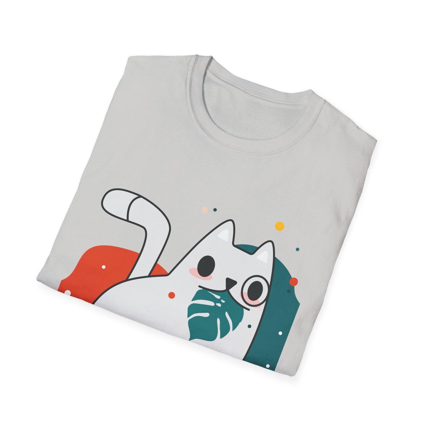 Cute Cat Design Unisex Softstyle T-Shirt, Pet Lover Tee, Animal Graphic Shirt, Gift for Cat Owners, Casual Wear - BarkandMeow