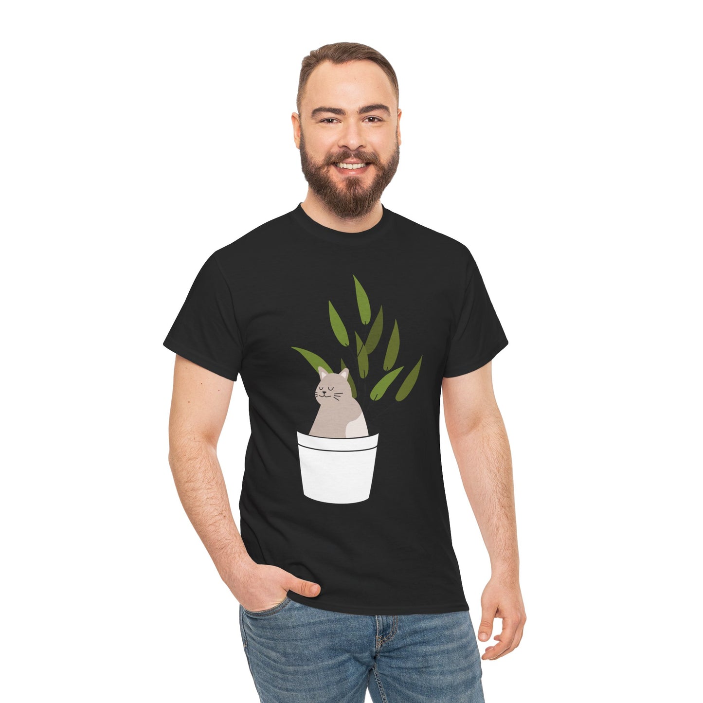 Unisex Cat Plant Tee: Cute Cat Shirt, Animal Lover Gift, Funny Gardening Top, Pet Owner Apparel, Casual Everyday Wear