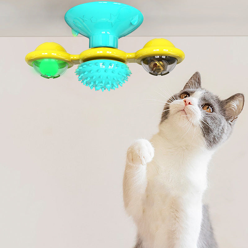Cat Rotating Windmill Multi-Function Toys Itch Scratching Device Teeth Shining Toy - BarkandMeow