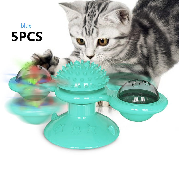 Cat Rotating Windmill Multi-Function Toys Itch Scratching Device Teeth Shining Toy - BarkandMeow