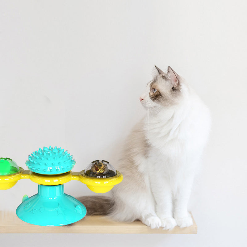 Cat Rotating Windmill Multi-Function Toys Itch Scratching Device Teeth Shining Toy - BarkandMeow
