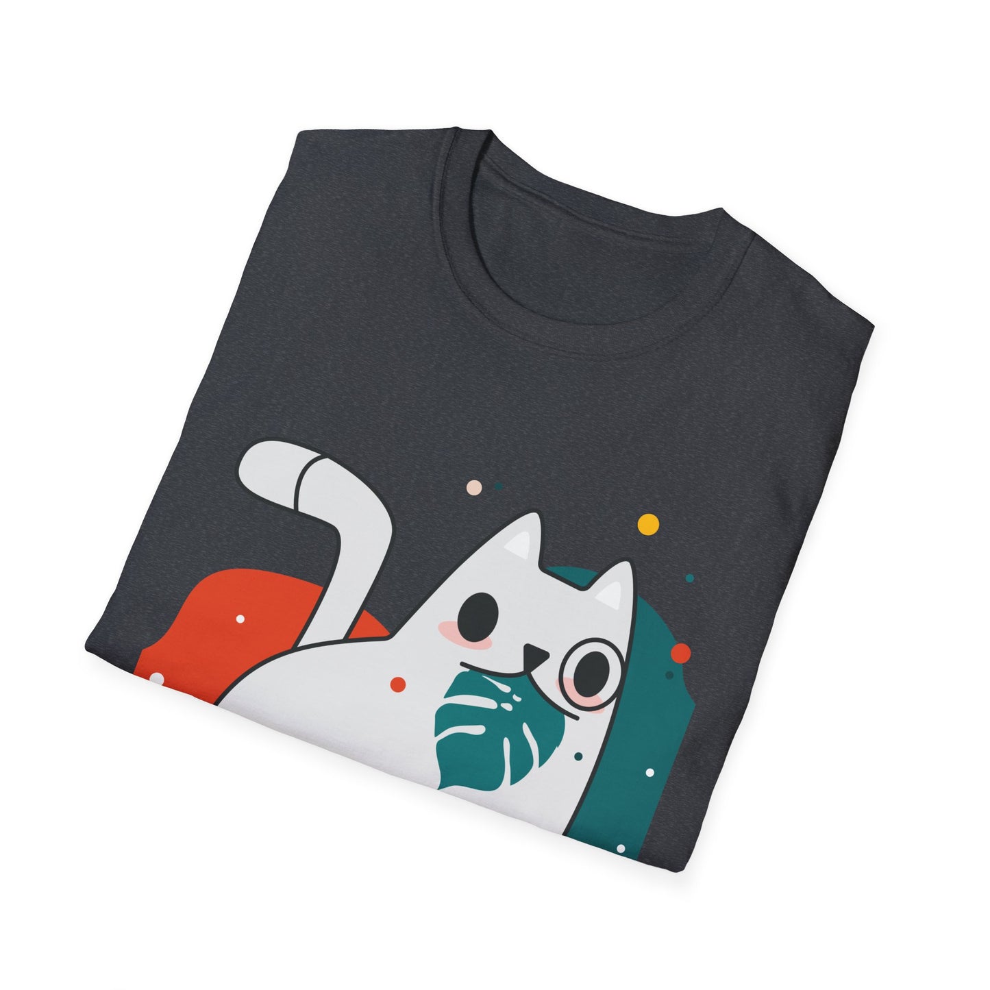 Cute Cat Design Unisex Softstyle T-Shirt, Pet Lover Tee, Animal Graphic Shirt, Gift for Cat Owners, Casual Wear - BarkandMeow