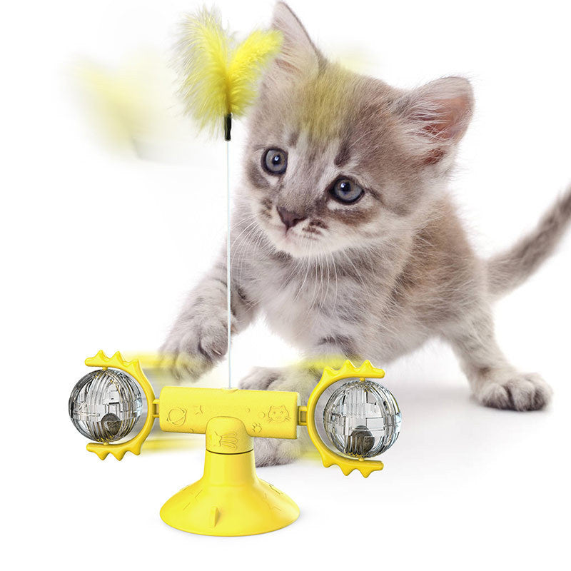 Cat Rotating Windmill Multi-Function Toys Itch Scratching Device Teeth Shining Toy - BarkandMeow