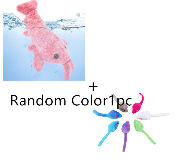 Pet Toys Electric Jumping Shrimp USB Charging Simulation Lobster Funny Cat Plush Pets Toy - BarkandMeow