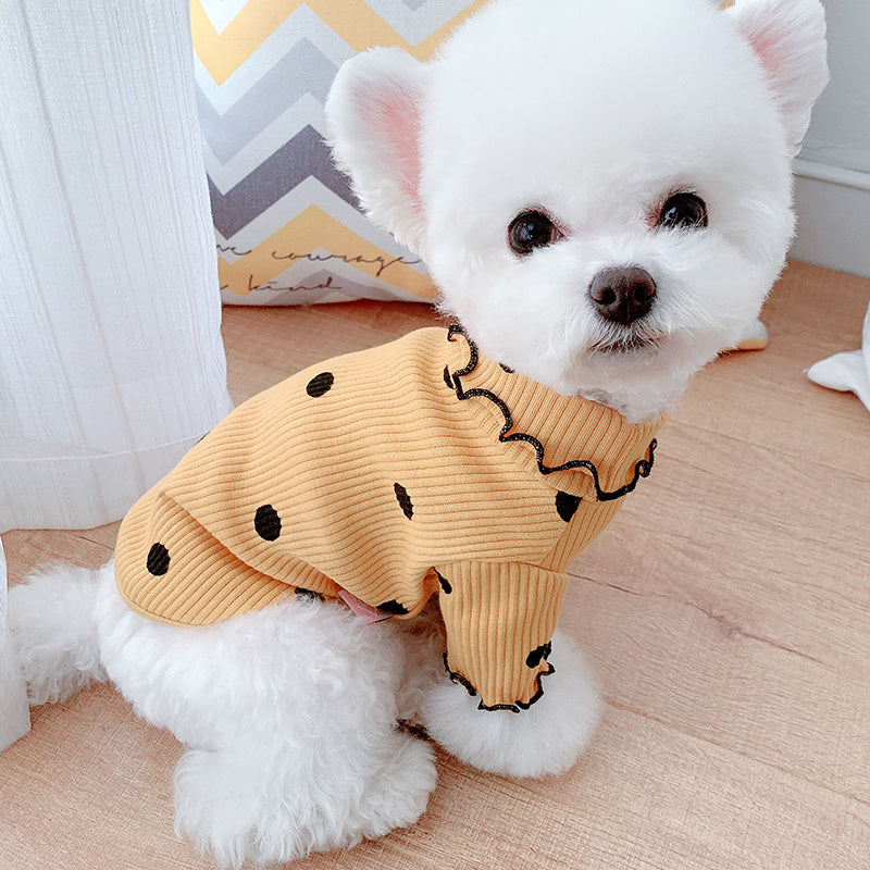 Dot turtleneck dog bottoming shirt - BarkandMeow