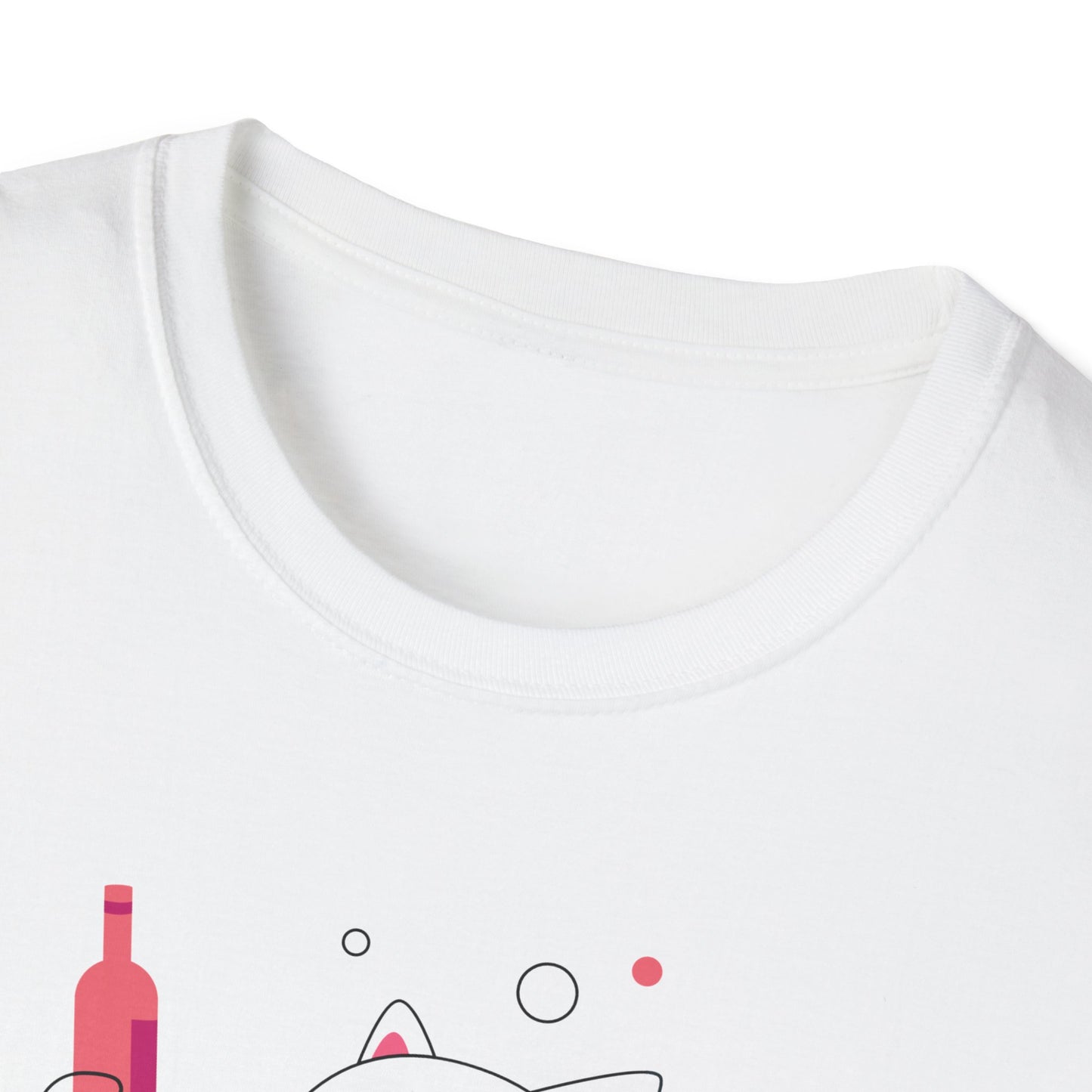 Cute Cat Wine Lover T-Shirt, Funny Pet Lover Gift, Unisex Softstyle Tee, Perfect for Parties, Birthdays, Wine Night, Cat Moms - BarkandMeow