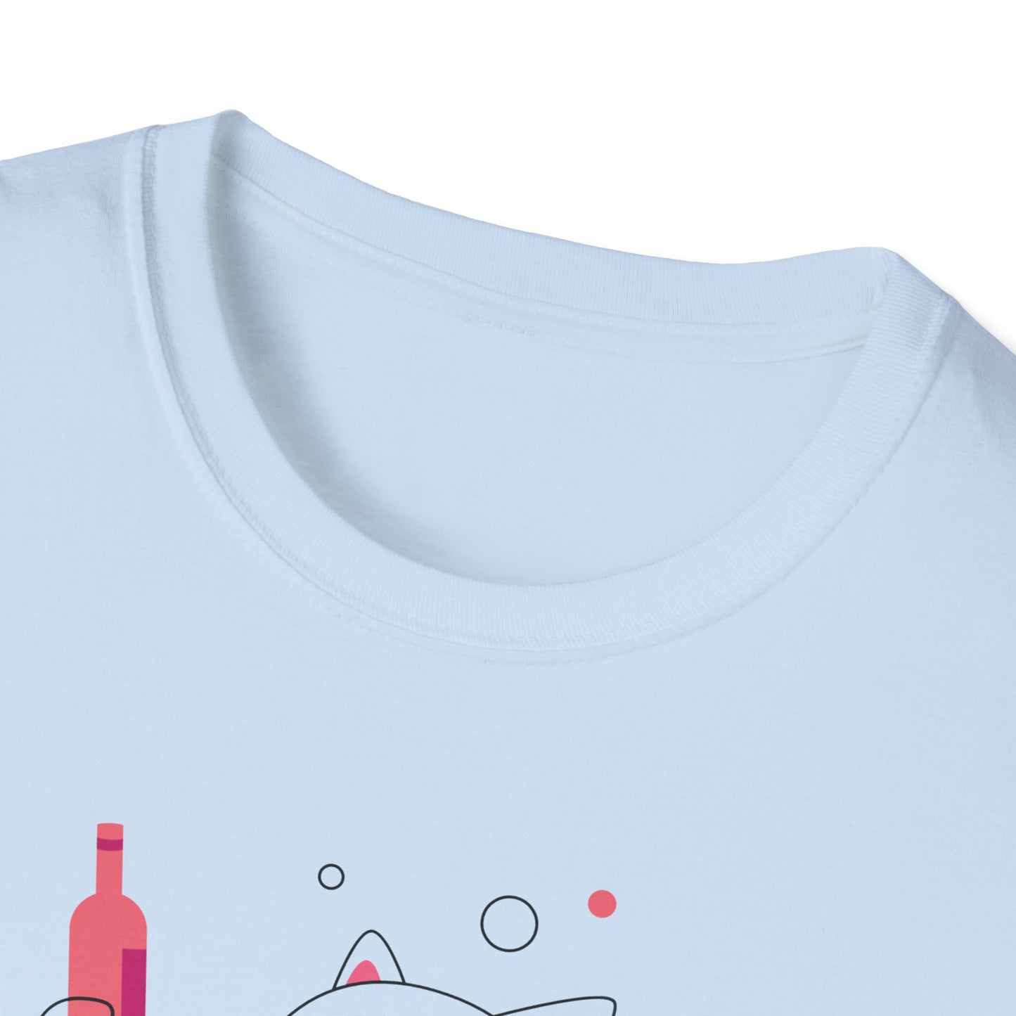 Cute Cat Wine Lover T-Shirt, Funny Pet Lover Gift, Unisex Softstyle Tee, Perfect for Parties, Birthdays, Wine Night, Cat Moms - BarkandMeow