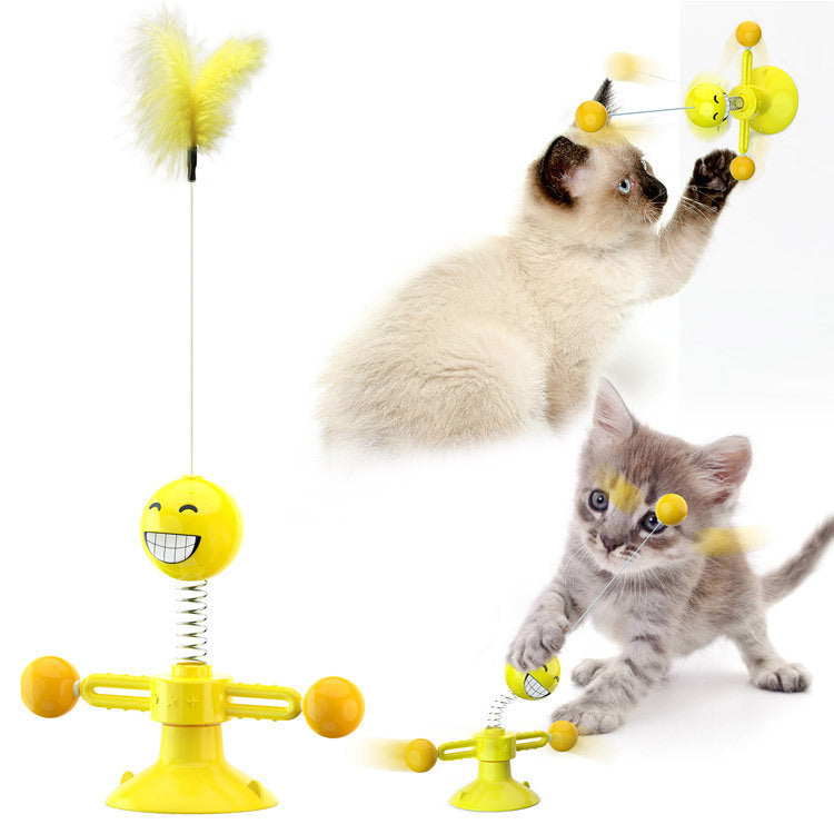 Cat Rotating Windmill Multi-Function Toys Itch Scratching Device Teeth Shining Toy - BarkandMeow