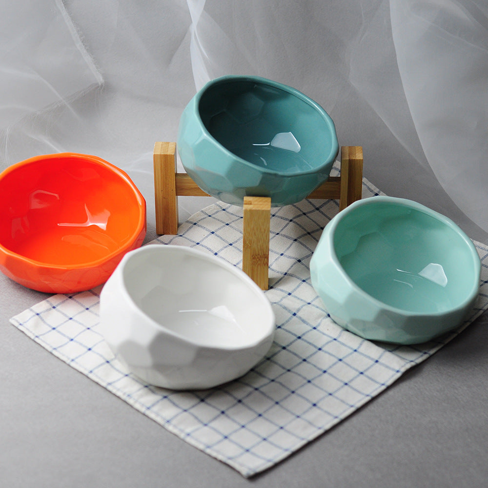 Ceramic Oblique Mouth Pet Bowl for Cats & Dogs - BarkandMeow