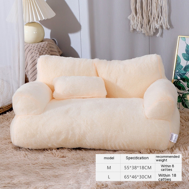 Luxury Plush Cat Bed – Warm, Cozy Sofa for Cats & Small Dogs - BarkandMeow