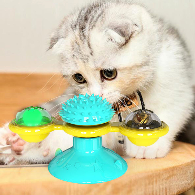 Cat Rotating Windmill Multi-Function Toys Itch Scratching Device Teeth Shining Toy - BarkandMeow