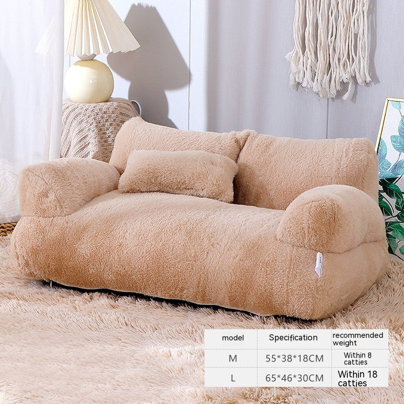 Luxury Plush Cat Bed – Warm, Cozy Sofa for Cats & Small Dogs - BarkandMeow
