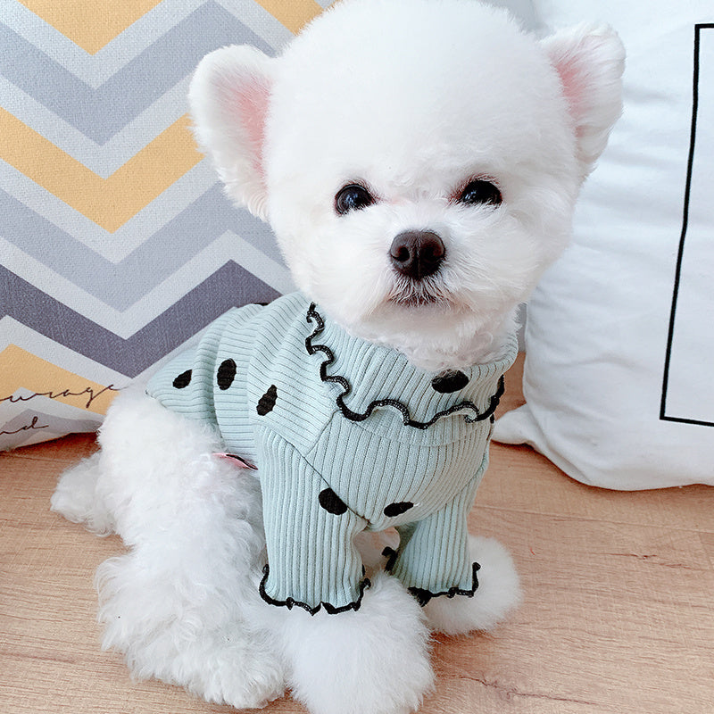 Dot turtleneck dog bottoming shirt - BarkandMeow