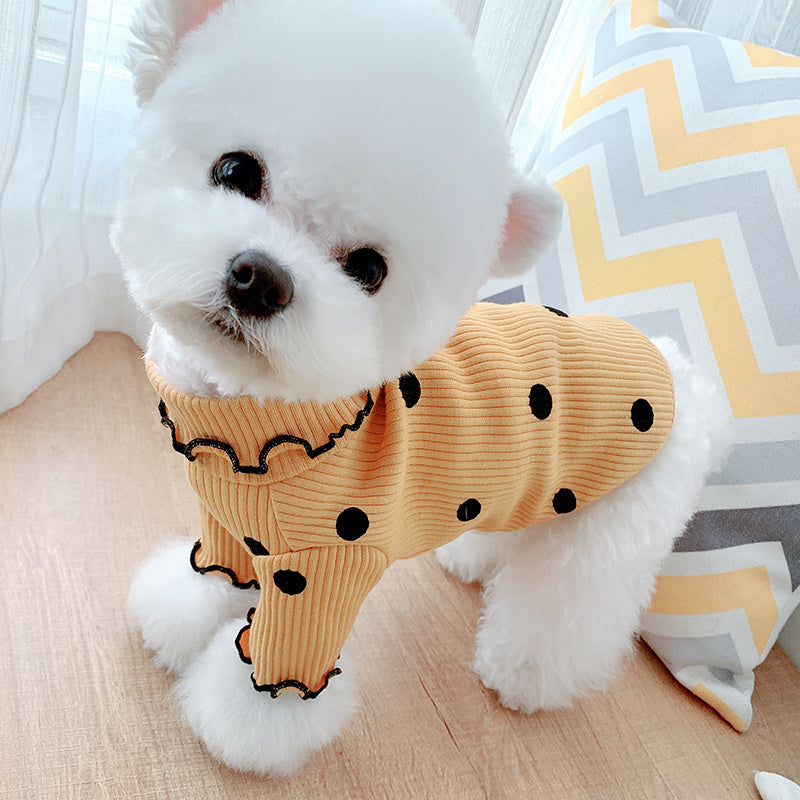 Dot turtleneck dog bottoming shirt - BarkandMeow
