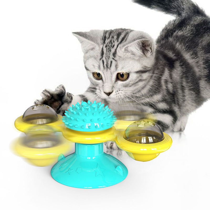 Cat Rotating Windmill Multi-Function Toys Itch Scratching Device Teeth Shining Toy - BarkandMeow