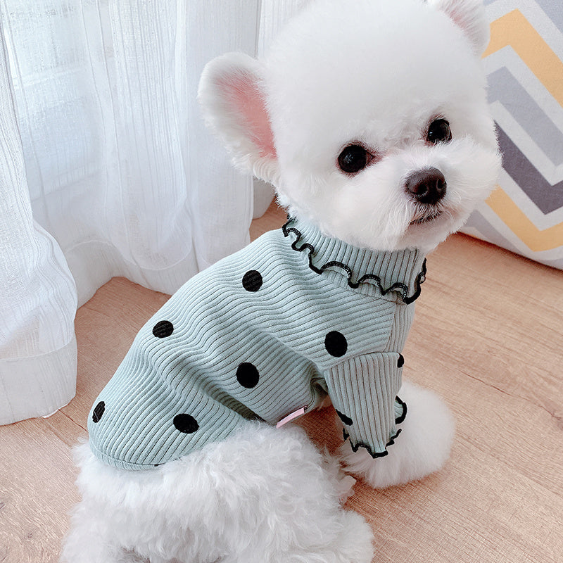 Dot turtleneck dog bottoming shirt - BarkandMeow