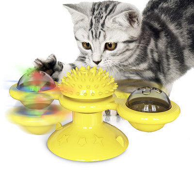 Cat Rotating Windmill Multi-Function Toys Itch Scratching Device Teeth Shining Toy - BarkandMeow