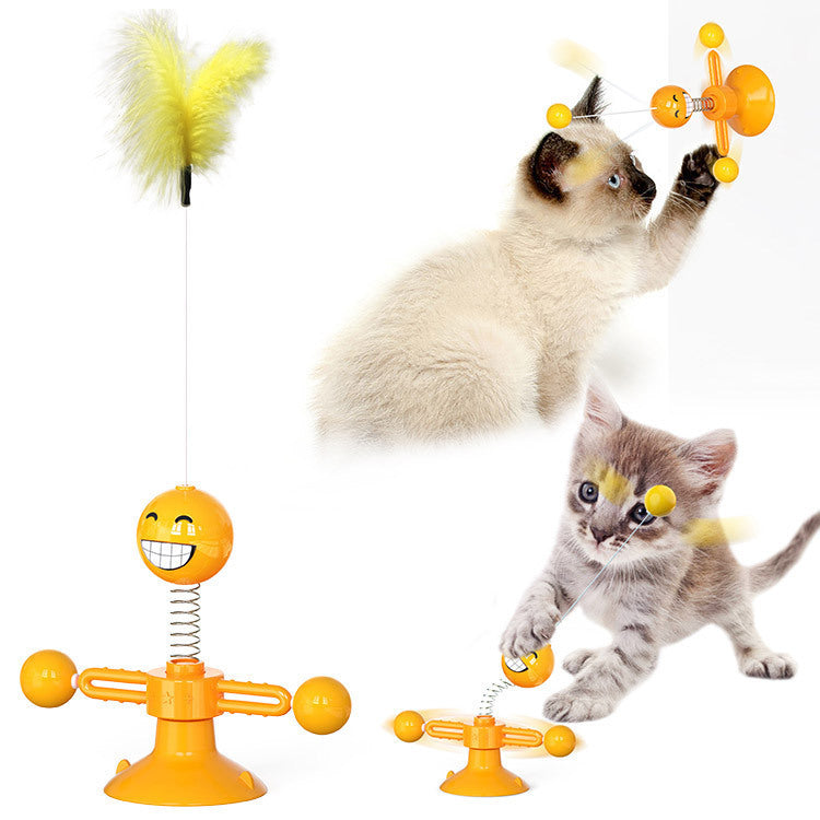 Cat Rotating Windmill Multi-Function Toys Itch Scratching Device Teeth Shining Toy - BarkandMeow
