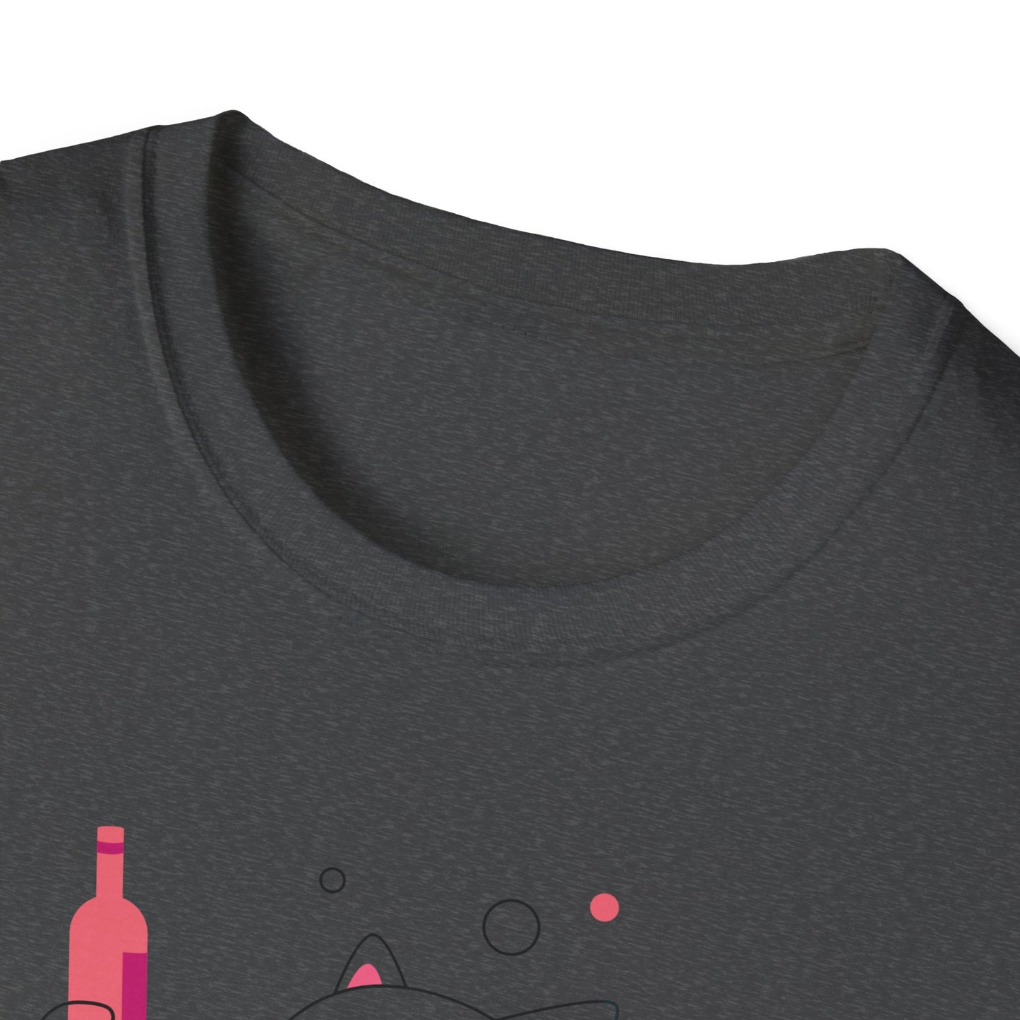 Cute Cat Wine Lover T-Shirt, Funny Pet Lover Gift, Unisex Softstyle Tee, Perfect for Parties, Birthdays, Wine Night, Cat Moms - BarkandMeow