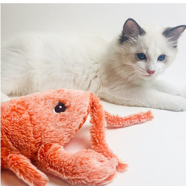 Pet Toys Electric Jumping Shrimp USB Charging Simulation Lobster Funny Cat Plush Pets Toy - BarkandMeow