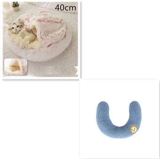 2-in-1 Winter Pet Bed for Dogs and Cats, Round Plush, Soft, Warm House - BarkandMeow