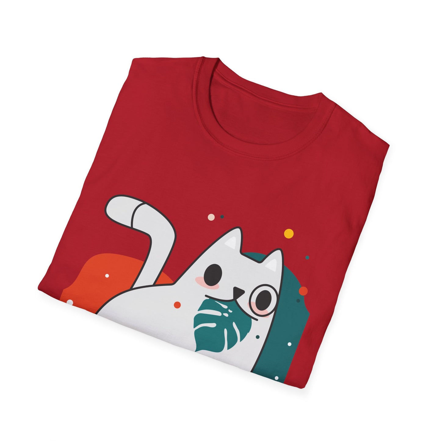 Cute Cat Design Unisex Softstyle T-Shirt, Pet Lover Tee, Animal Graphic Shirt, Gift for Cat Owners, Casual Wear - BarkandMeow