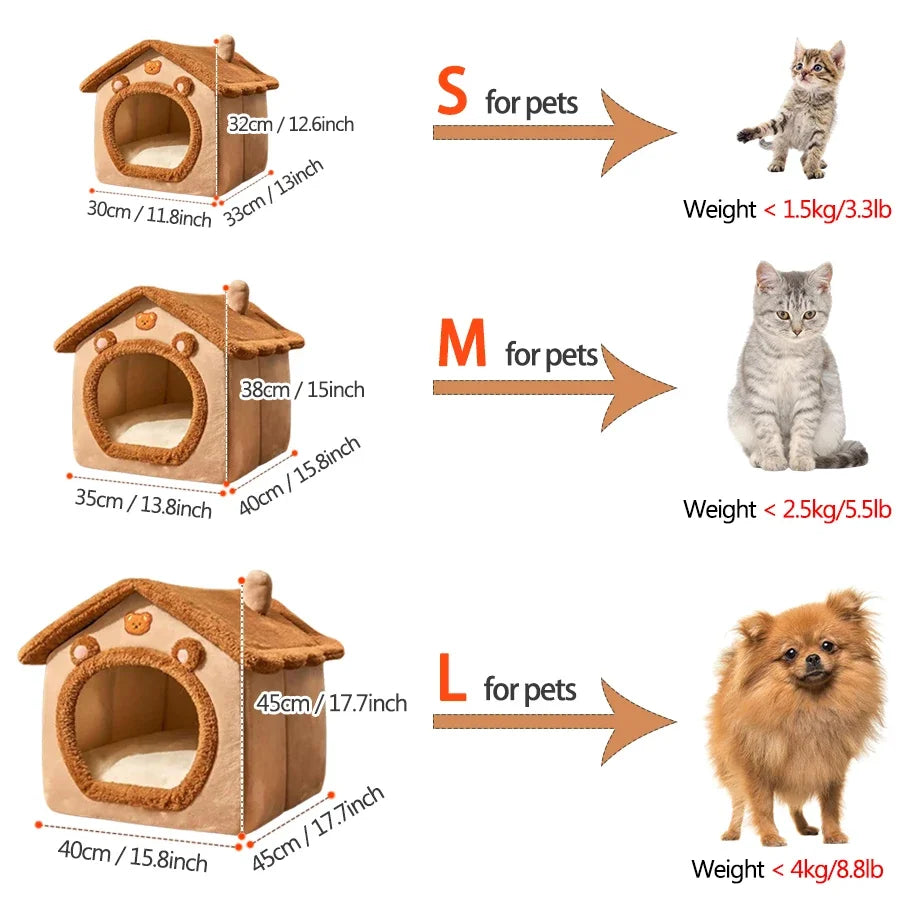 Foldable Washable Pet Bed for Small & Medium Cats and Puppies - BarkandMeow