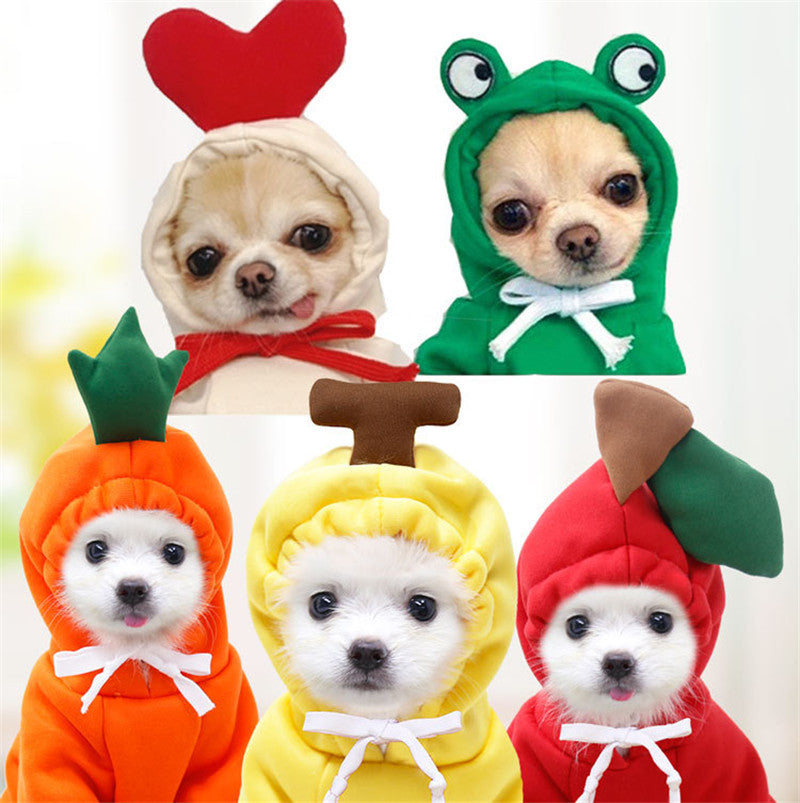 Cute Fruit Dog Hoodie – Warm Fleece Outfit for Small Pets - BarkandMeow
