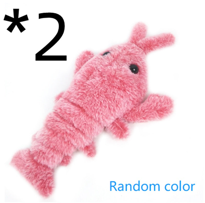 Pet Toys Electric Jumping Shrimp USB Charging Simulation Lobster Funny Cat Plush Pets Toy - BarkandMeow