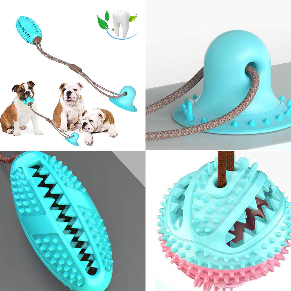 Dog Toys Silicon Suction Cup Tug Interactive Dog Ball Toy For Pet Chew Bite Tooth Cleaning Toothbrush Feeding Pet Supplies - BarkandMeow
