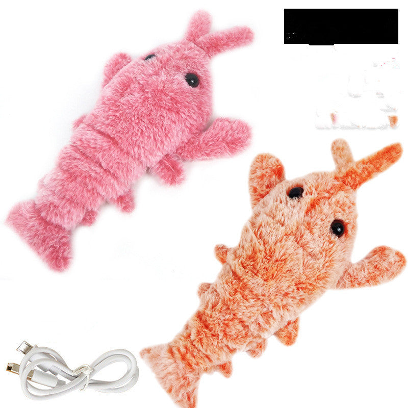 Pet Toys Electric Jumping Shrimp USB Charging Simulation Lobster Funny Cat Plush Pets Toy - BarkandMeow