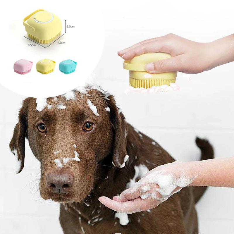 Silicone Dog Bath Massage Gloves Brush Pet Cat Bathroom Cleaning Tool Comb Brush For Dog Can Pour Shampoo Dog Grooming Supplies - BarkandMeow